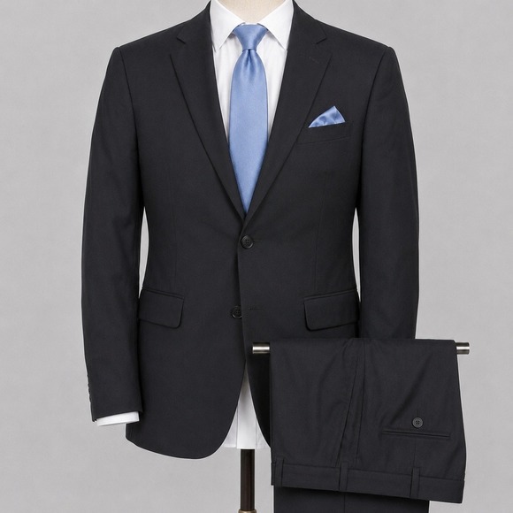Jos. A. Bank Other - Jos A Bank 2-Piece Suit Mens 42R 36x29 100% WOOL Pleated Cuffed Solid Black